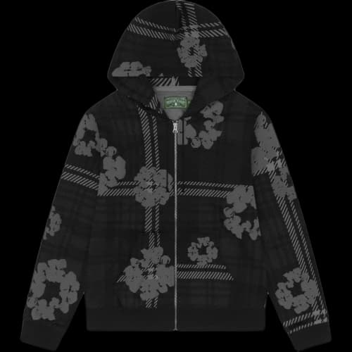 Denim Tears Plaid Cotton Wreath Zip Hoodie 'Black'