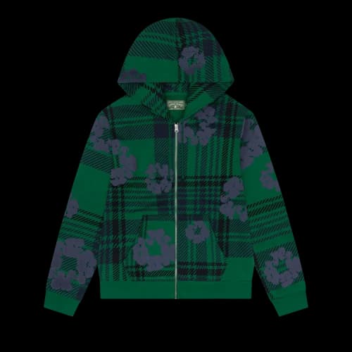 Denim Tears Plaid Cotton Wreath Zip Hoodie 'Green'
