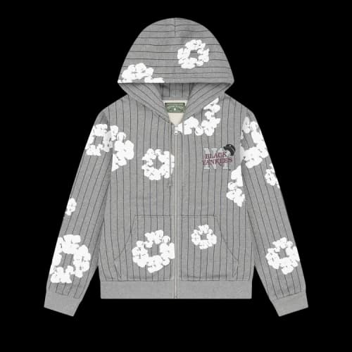 Denim Tears Pinstripe Wreath Zip Hoodie 'Grey'