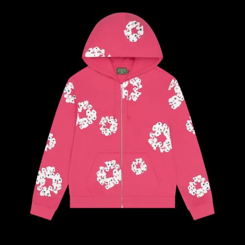 Denim Tears Rhinestone Cotton Wreath Zip Hoodie 'Pink'