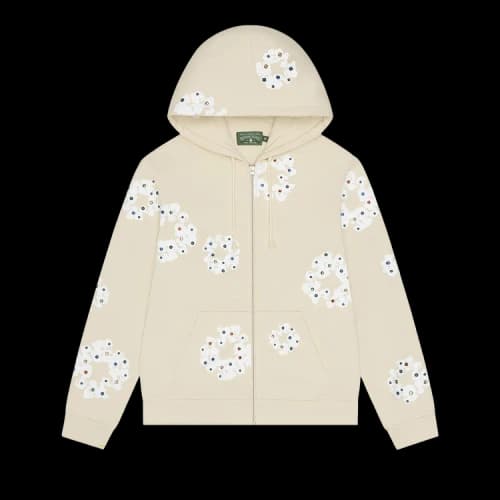 Denim Tears Rhinestone Cotton Wreath Zip Hoodie 'Oatmeal'