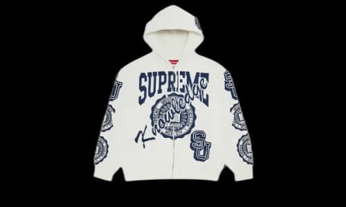 Supreme Knowledge Reigns Zip Up Hooded Sweatshirt White