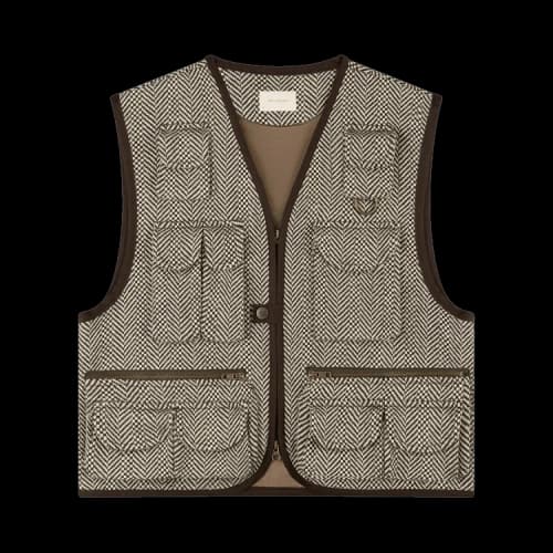 Aimé Leon Dore Wool Herringbone Fishing Vest 'Brown'