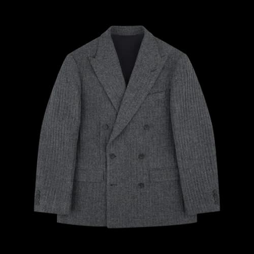 Aimé Leon Dore Double-Breasted Wool Herringbone Suit Jacket 'Grey'