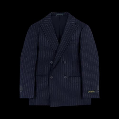 Aimé Leon Dore Double-Breasted Pinstripe Wool Suit Jacket 'Navy'