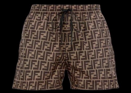 Fendi FF Motif Swim Shorts Brown