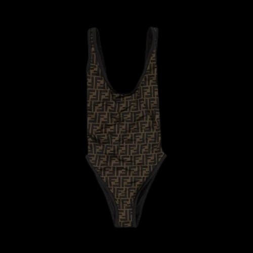 Fendi FF Logo One-Piece Swimsuit 'Black/Tobacco'