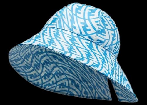 Fendi Wide Brimmed Hat FF Motif Light Blue