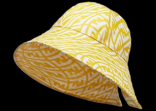 Fendi Wide Brimmed Hat FF Motif Yellow