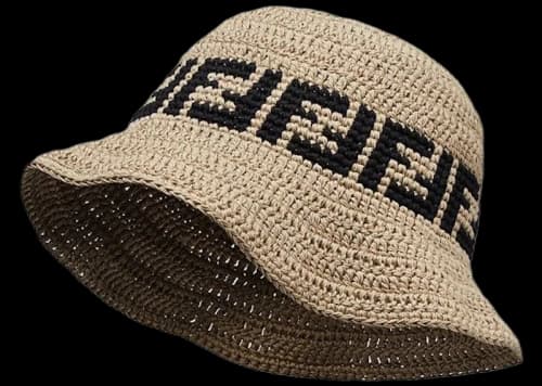 Fendi Wide Brimmed Hat FF Motif Beige