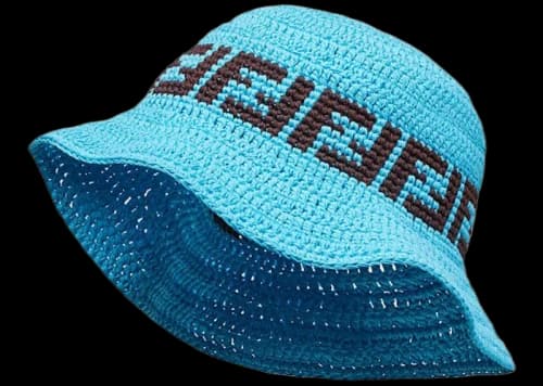 Fendi Wide Brimmed Hat FF Motif Blue