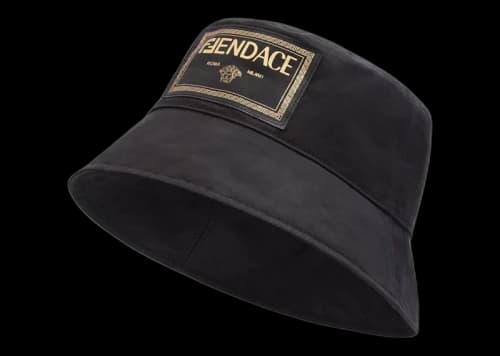 Fendi Fendace Canvas Logo Bucket Hat Black