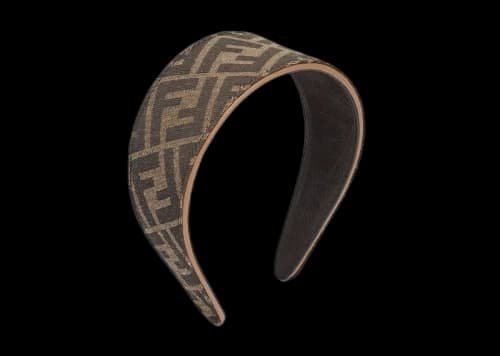 Fendi Stiff Headband FF Jacquard Brown