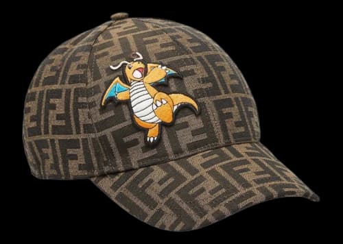 Fendi x FRGMT x Pokemon FF Fabric Baseball Cap Hat Brown
