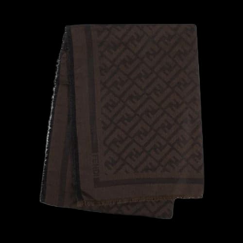 Fendi Woven FF Fringed Kefiah Scarf 'Brown'