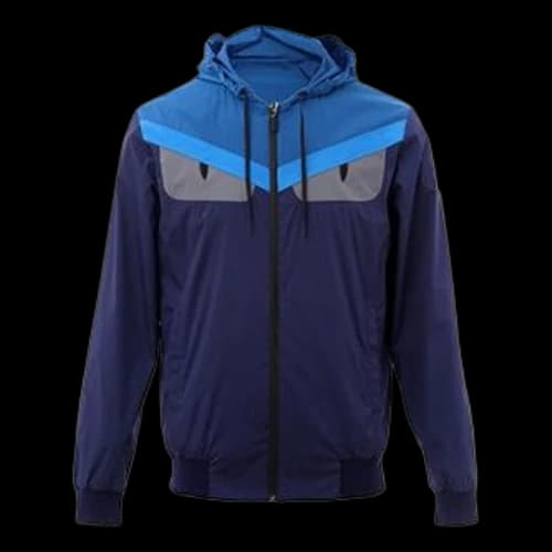 FENDI hooded Zipper Design Jacket Navy Blue