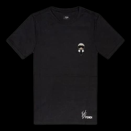 FENDI Signature Round Neck Short Sleeve Black T-Shirt