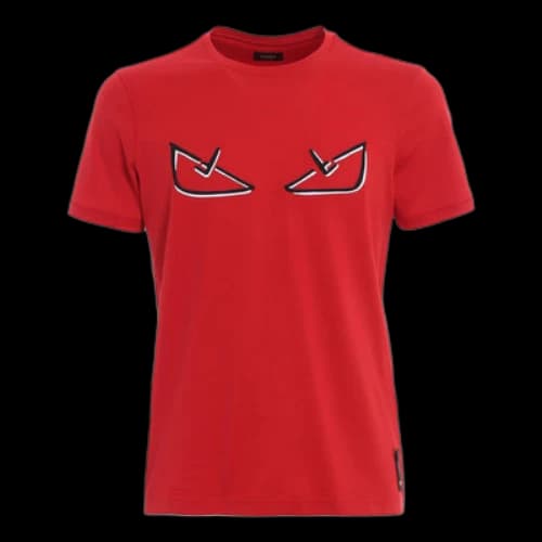 FENDI SS21 Small Monster Eye Pattern Round Neck Short Sleeve Red