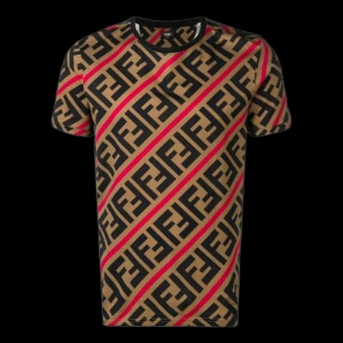 FENDI SS21 FF Pattern Printing Short Sleeve Brown