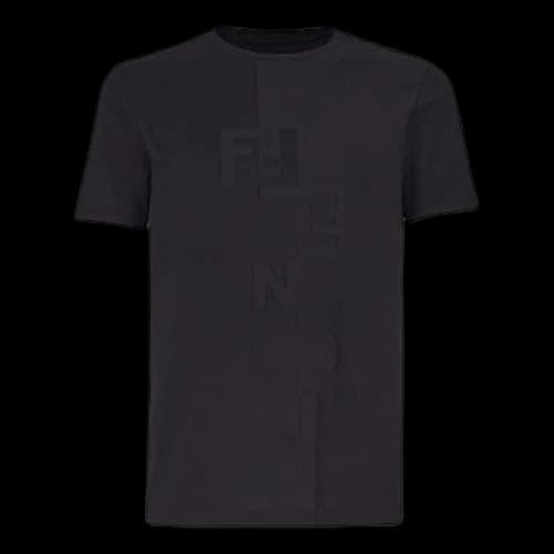FENDI Splicing Alphabet Logo Loose Round Neck Short Sleeve Black T-Shirt