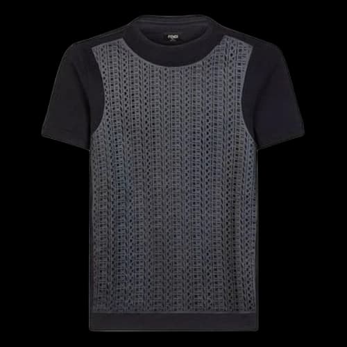 FENDI SS21 Cotton Knit Casual Short Sleeve Black