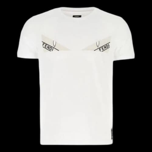 FENDI Pattern Round Neck Short Sleeve White
