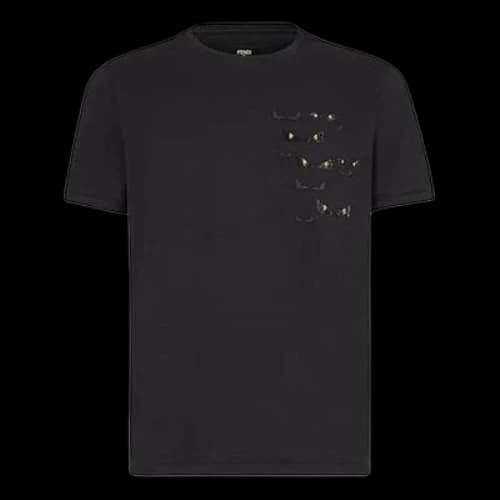 FENDI SS21 Pattern Round Neck Short Sleeve Black