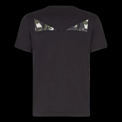 FENDI Camouflage Pattern Round Neck Short Sleeve Black