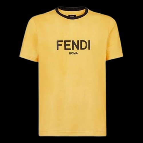 FENDI SS21 Casual Solid Color Alphabet Printing Short Sleeve Yellow