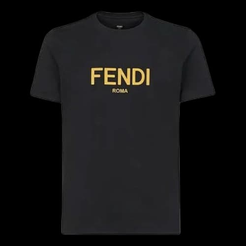 FENDI SS21 Round Neck Cotton Short Sleeve Black