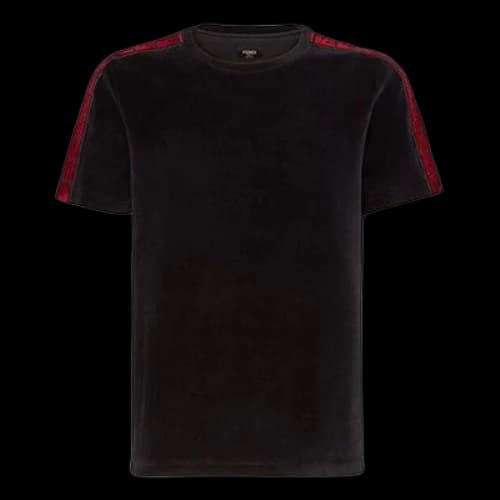 FENDI SS21 Logo Pattern Loose Round Neck Short Sleeve Black
