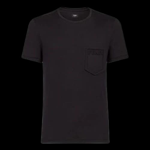 FENDI SS21 Solid Color Alphabet Logo Cotton Short Sleeve Black T-Shirt
