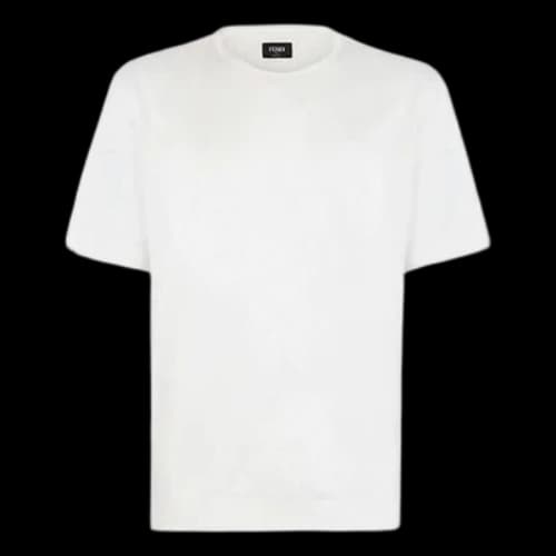 FENDI SS21 Logo Pattern Round Neck Short Sleeve White