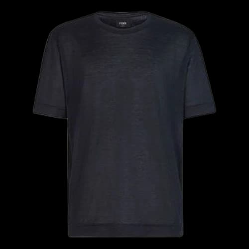 FENDI SS21 Logo Pattern Round Neck Short Sleeve Black