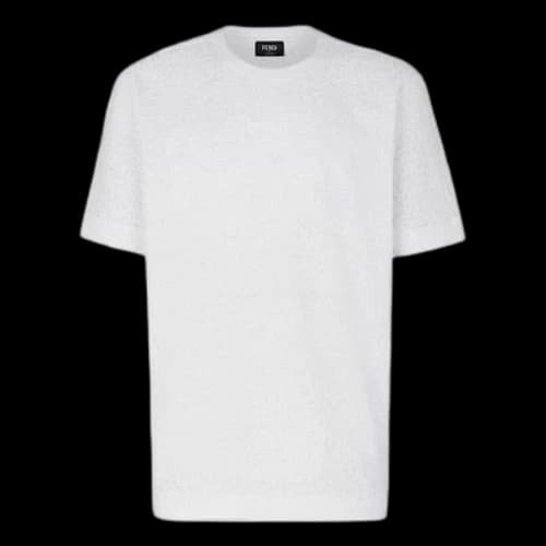 FENDI FW21 F Pattern Printing Round Neck Short Sleeve White T-Shirt