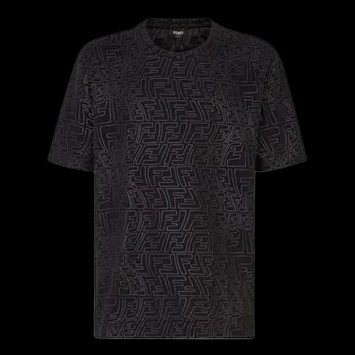FENDI FW21 F Pattern Printing Round Neck Short Sleeve Black T-Shirt