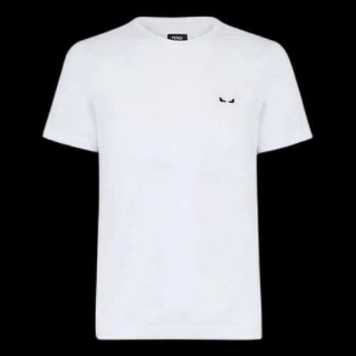FENDI Round Neck Pattern Short Sleeve White
