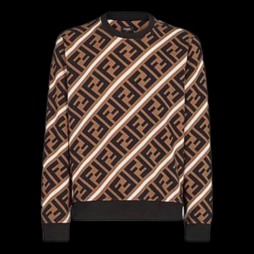 FENDI Logo Cotton Colorblock Sports Brown