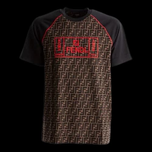 FENDI Roma FF Logo Red Printing Short Sleeve Brown