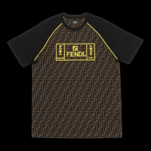 FENDI Roma FF Logo Gold Printing Short Sleeve Brown