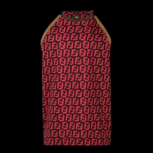 FENDI FFLogo Printing Short Sleeve Red Black