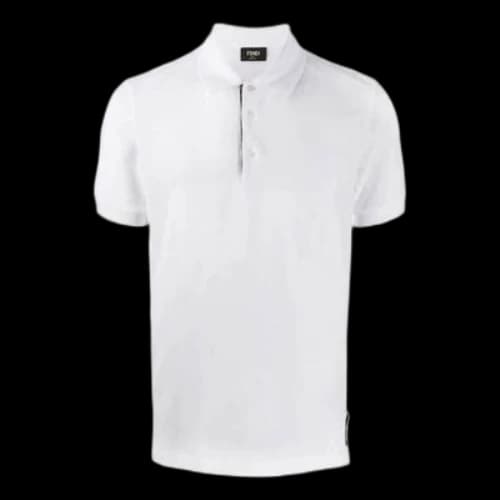 FENDI SS21 Solid Color Short Sleeve Polo Shirt White