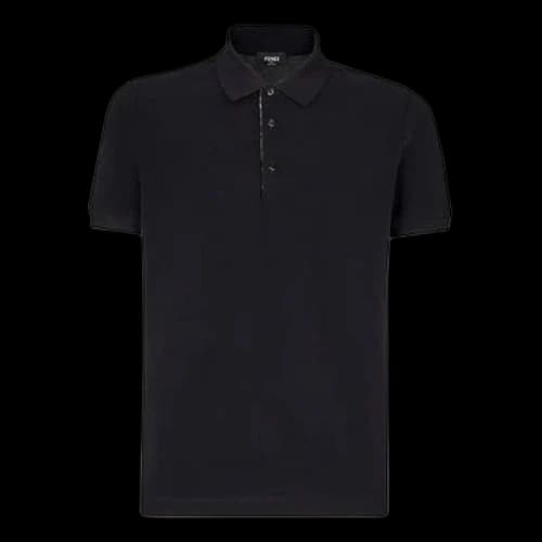FENDI SS21 Solid Color Short Sleeve Polo Shirt Black