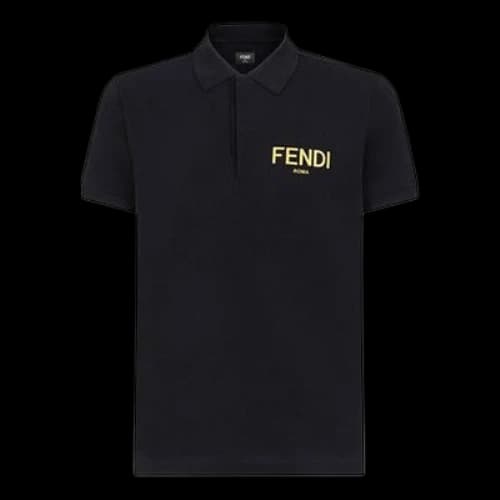 FENDI SS21 Casual Logo Short Sleeve Polo Shirt Black