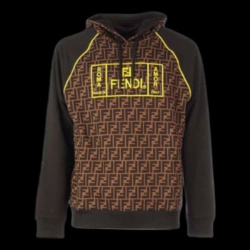 FENDI F Logo Pattern Hooded Long Sleeves Dark