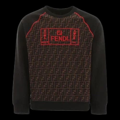 FENDI Alphabet Logo Round Neck Pullover Black