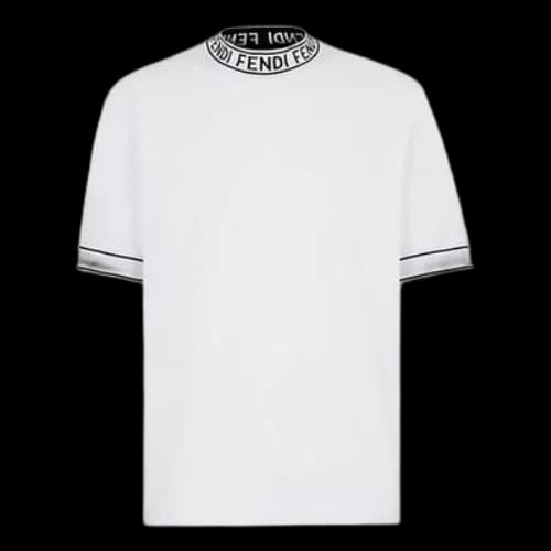 FENDI AW20 Cotton High Collar Short Sleeve White