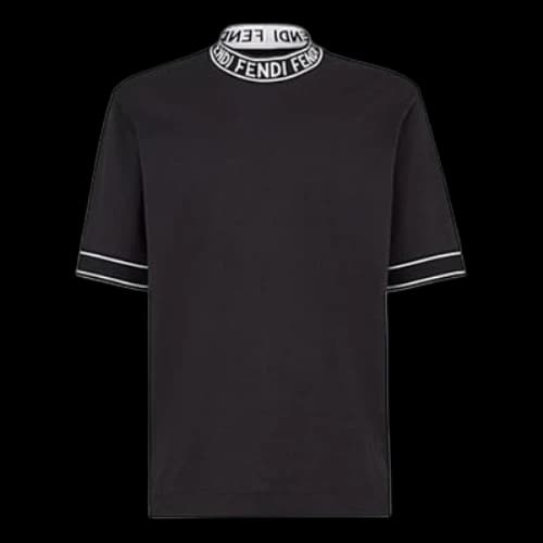 FENDI Cotton High Collar Short Sleeve Black