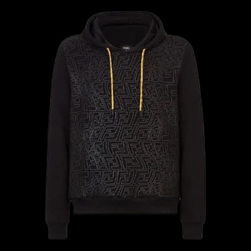 FENDI FW21 Drawstring Hood Long Sleeves Knit Sports Black