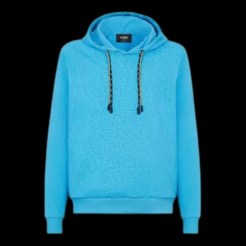 FENDI FW21 Drawstring Hood Long Sleeves Knit Sports Light Blue